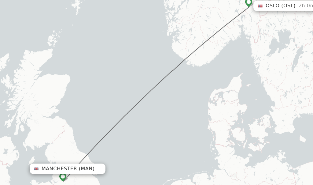 Direct (nonstop) flights from Manchester to Oslo schedules