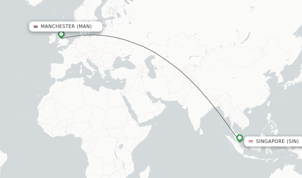 Direct (nonstop) flights from Manchester to Singapore schedules