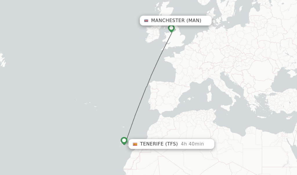 Direct (nonstop) flights from Manchester to Tenerife schedules