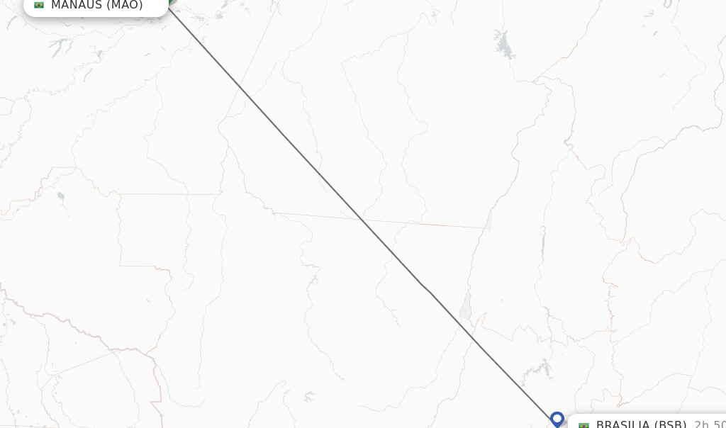 Direct (nonstop) flights from Manaus to Brasilia schedules