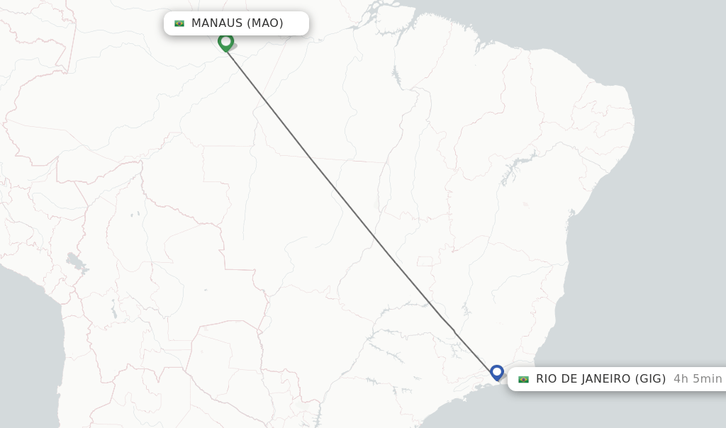 Direct (nonstop) flights from Manaus to Rio De Janeiro schedules