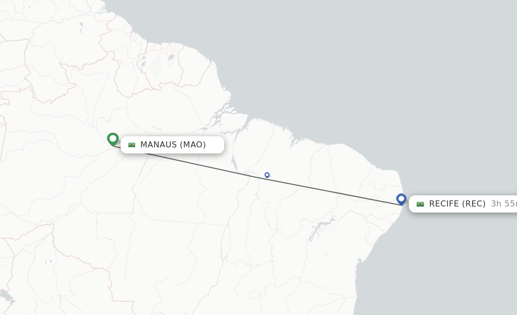 Direct (nonstop) flights from Manaus to Recife schedules