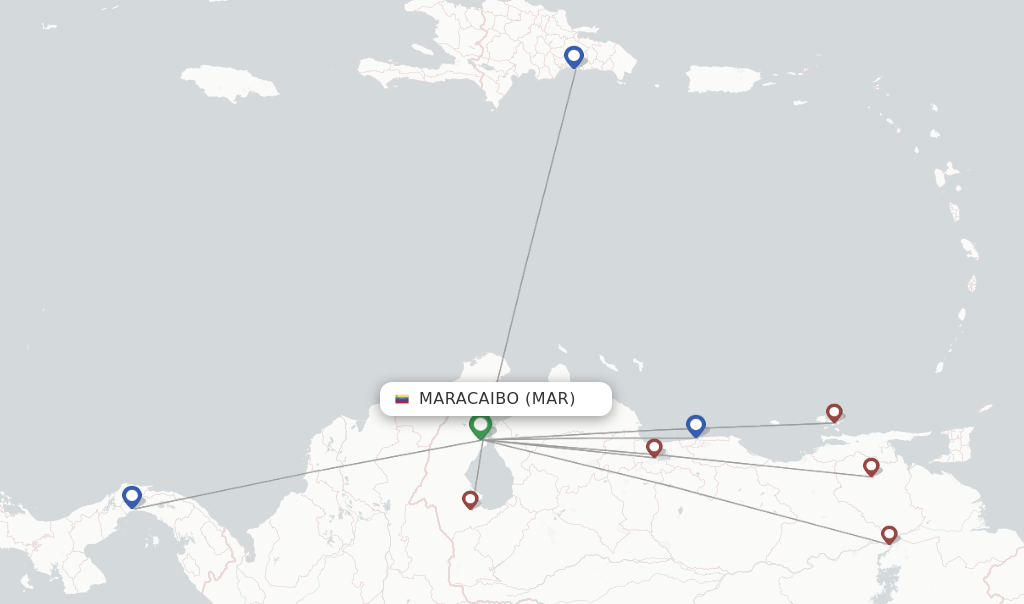 Direct (nonstop) flights from Maracaibo to Santo Domingo schedules