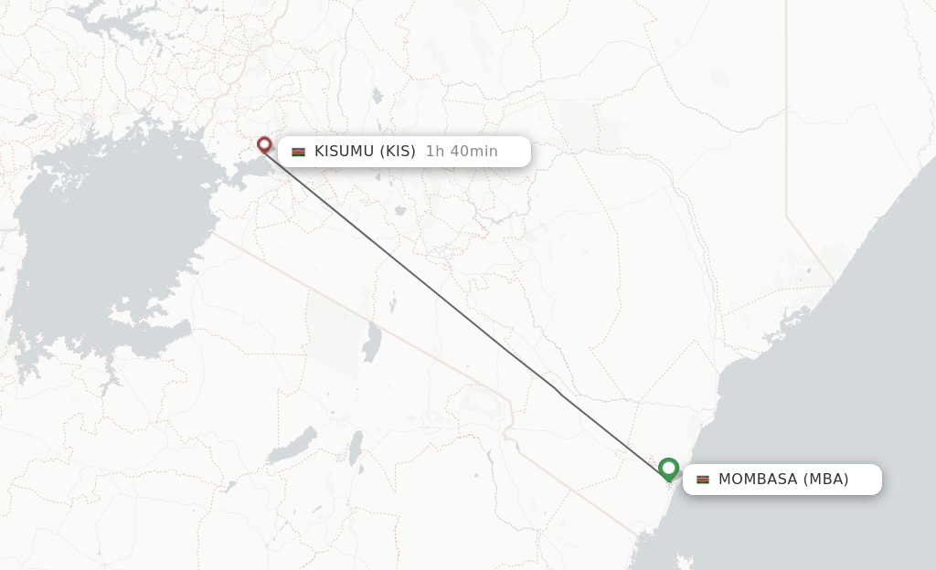 Direct (nonstop) flights from Mombasa to Kisumu schedules