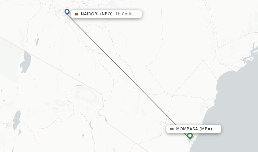Direct (nonstop) flights from Mombasa to Nairobi schedules