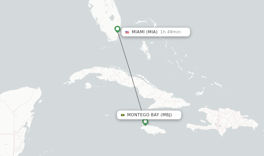 Direct (nonstop) flights from Montego Bay to Miami schedules