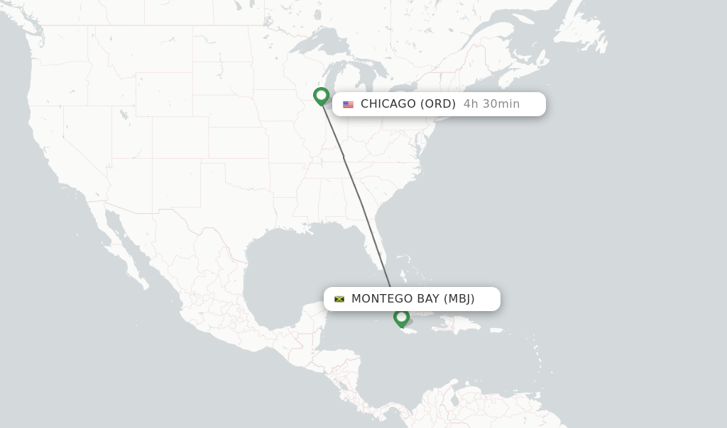Direct (nonstop) flights from Montego Bay to Chicago schedules