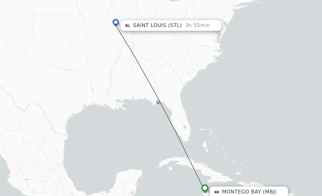 Direct (nonstop) flights from Montego Bay to Saint Louis schedules