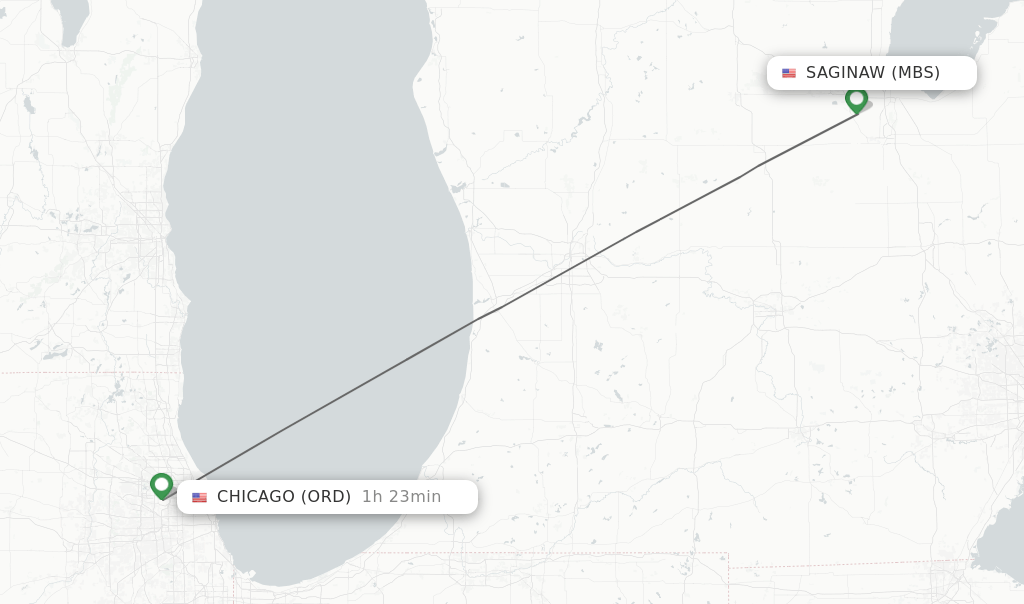 Direct (nonstop) flights from Saginaw to Chicago schedules
