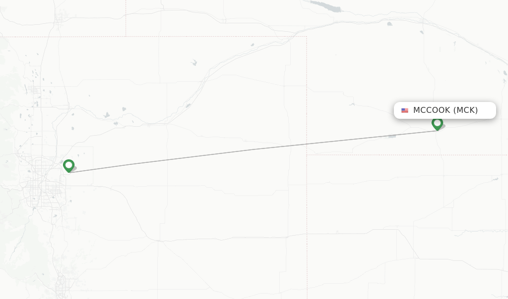 Direct (nonstop) flights from McCook to Denver schedules