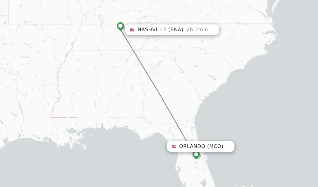 Direct (nonstop) flights from Orlando to Nashville schedules