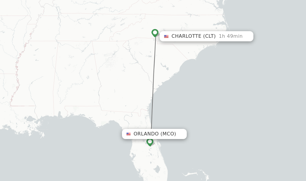 Direct (nonstop) flights from Orlando to Charlotte schedules