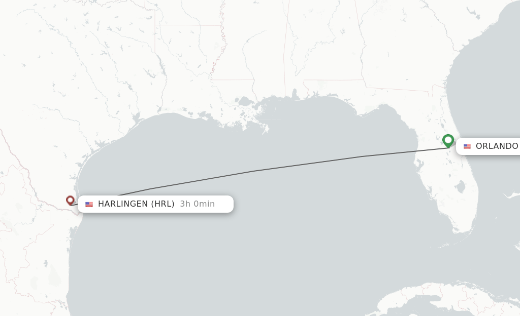 Direct (nonstop) flights from Orlando to Harlingen schedules