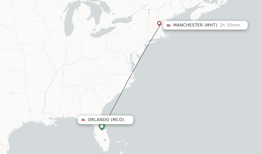 Direct (nonstop) flights from Orlando to Manchester schedules