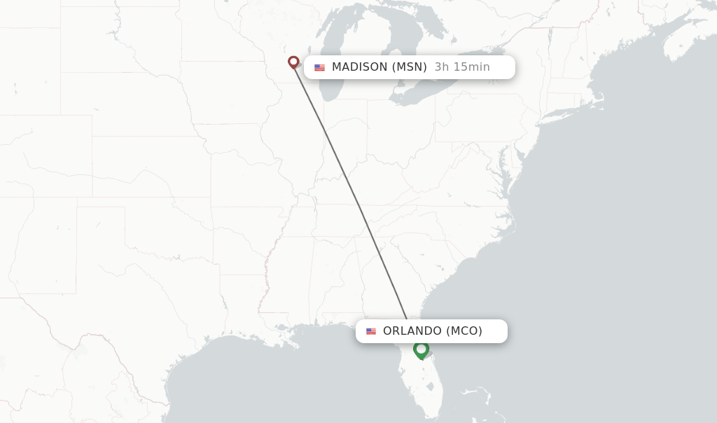 Direct (nonstop) flights from Orlando to Madison schedules