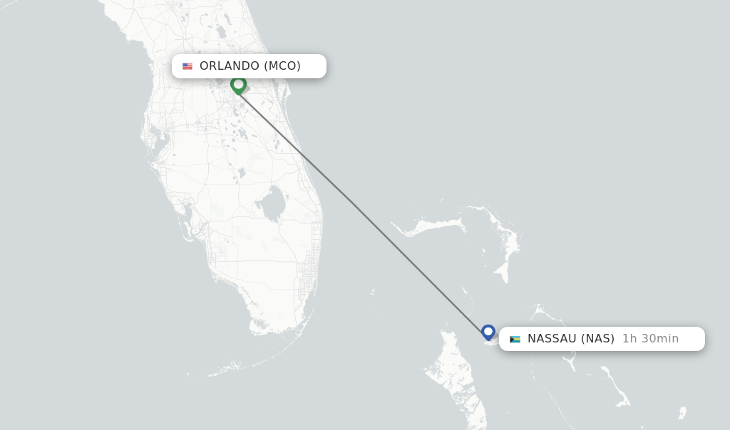 Direct (nonstop) flights from Orlando to Nassau schedules