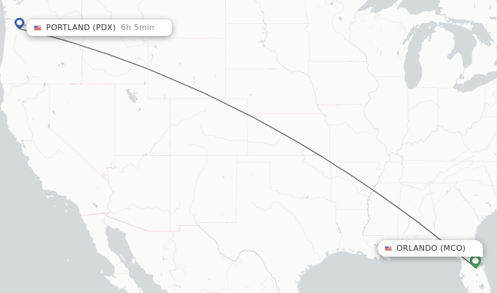 Direct (nonstop) flights from Orlando to Portland schedules