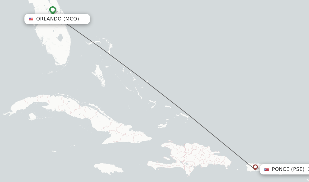 Direct (nonstop) flights from Orlando to Ponce schedules