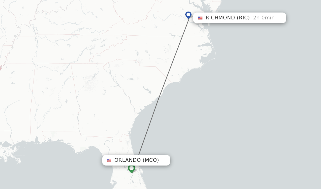 Direct (nonstop) flights from Orlando to Richmond schedules