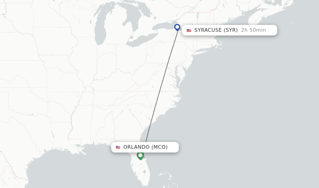 Direct (nonstop) flights from Orlando to Syracuse schedules