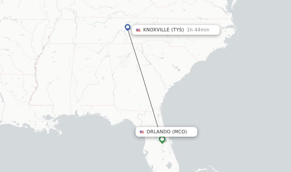 Direct (nonstop) flights from Orlando to Knoxville schedules