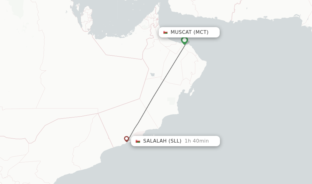 Direct (nonstop) flights from Muscat to Salalah schedules
