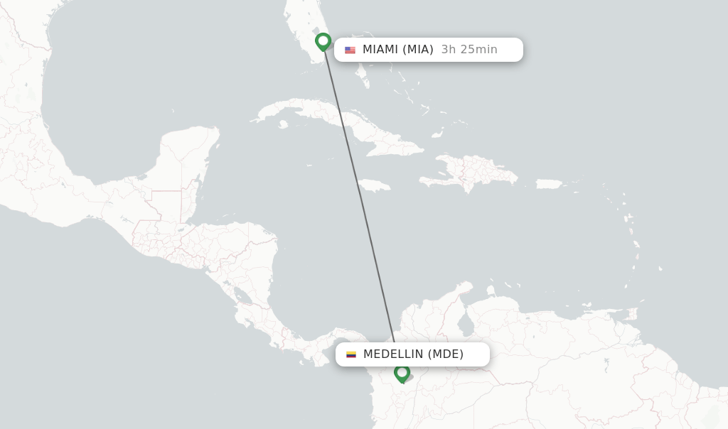 Direct (nonstop) flights from Medellin to Miami schedules