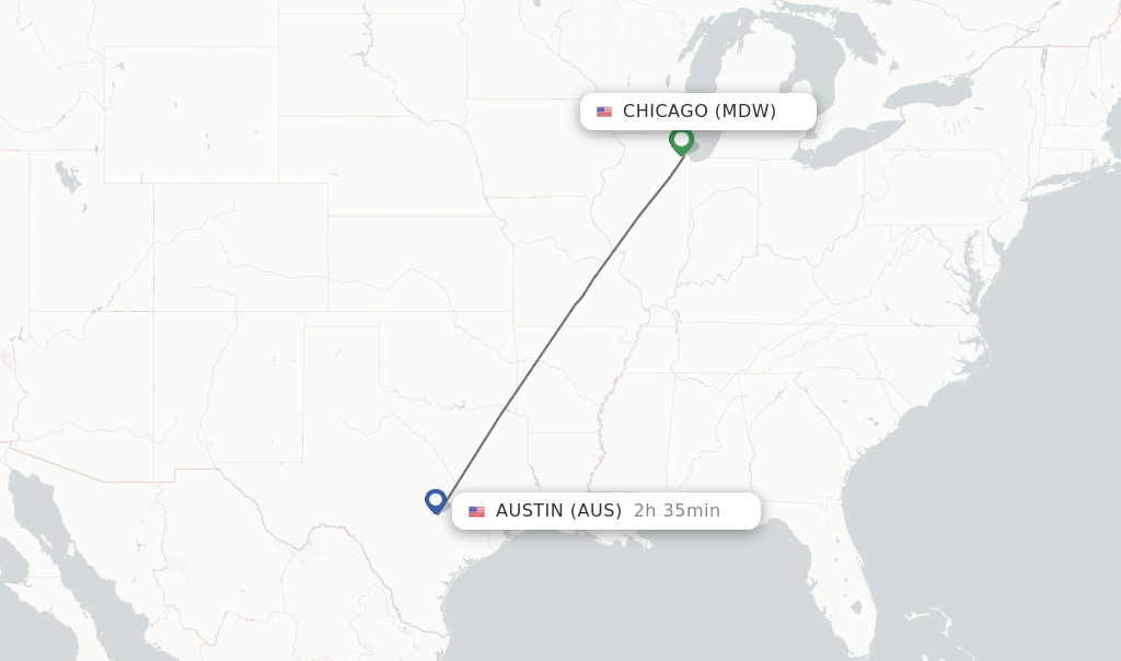 Direct (nonstop) flights from Chicago to Austin schedules
