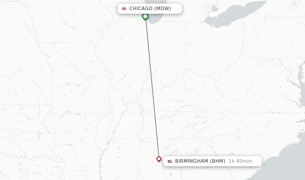 Direct (nonstop) flights from Chicago to Birmingham schedules