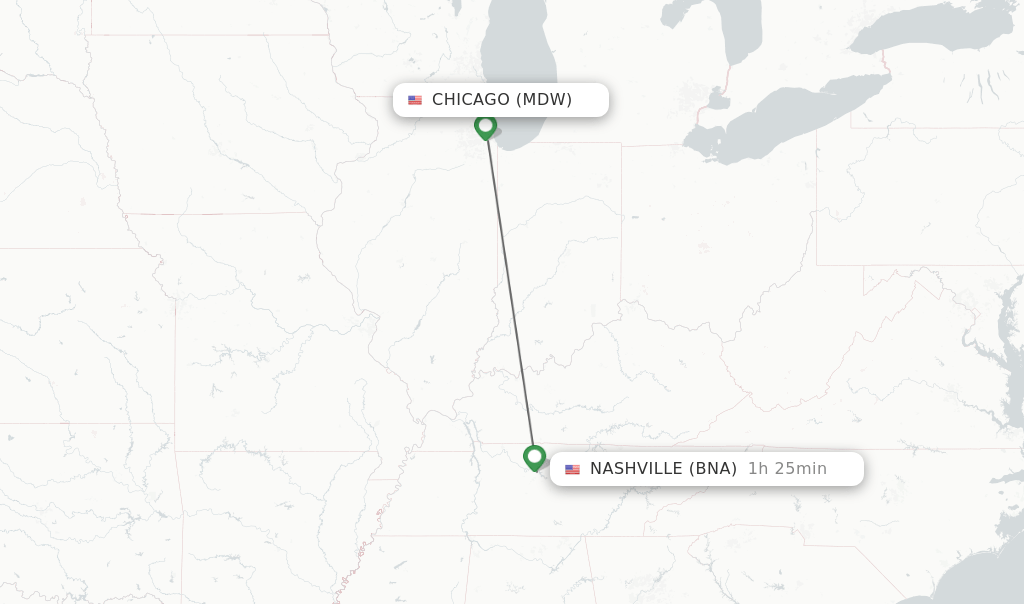 Direct (nonstop) flights from Chicago to Nashville schedules