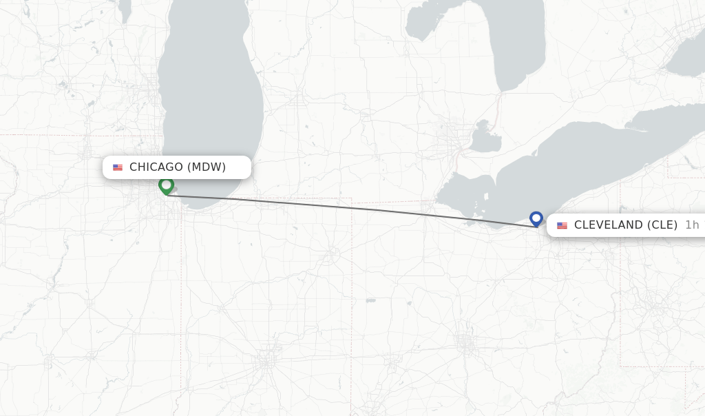 Direct (nonstop) flights from Chicago to Cleveland schedules