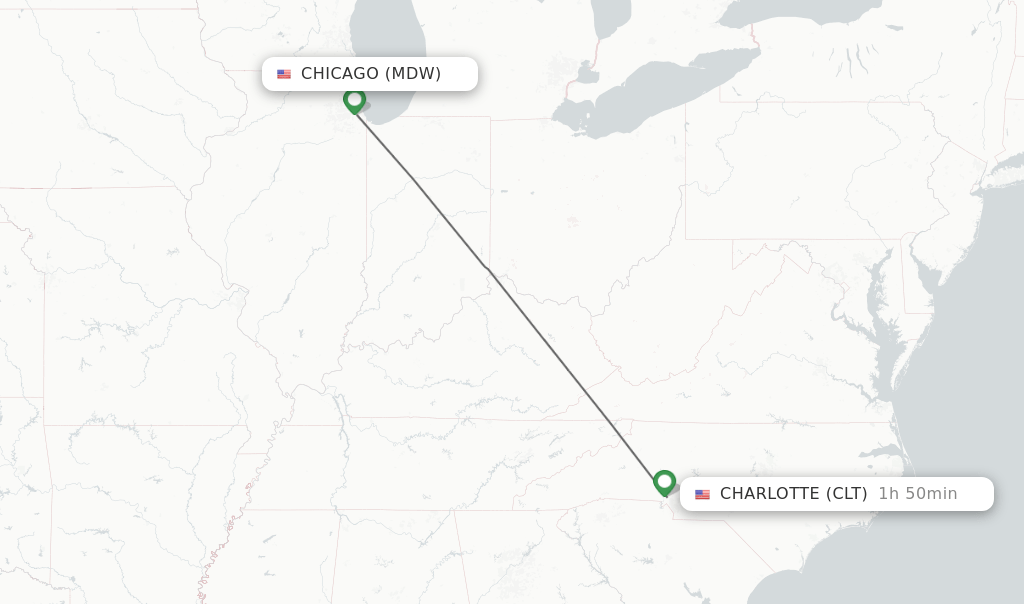 Direct (nonstop) flights from Chicago to Charlotte schedules