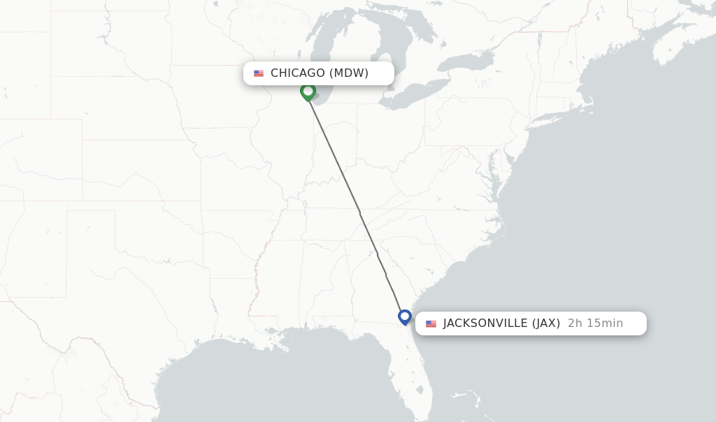 Direct (nonstop) flights from Chicago to Jacksonville schedules
