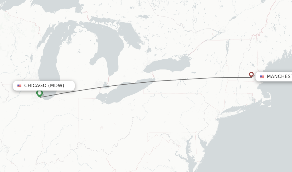 Direct (nonstop) flights from Chicago to Manchester schedules
