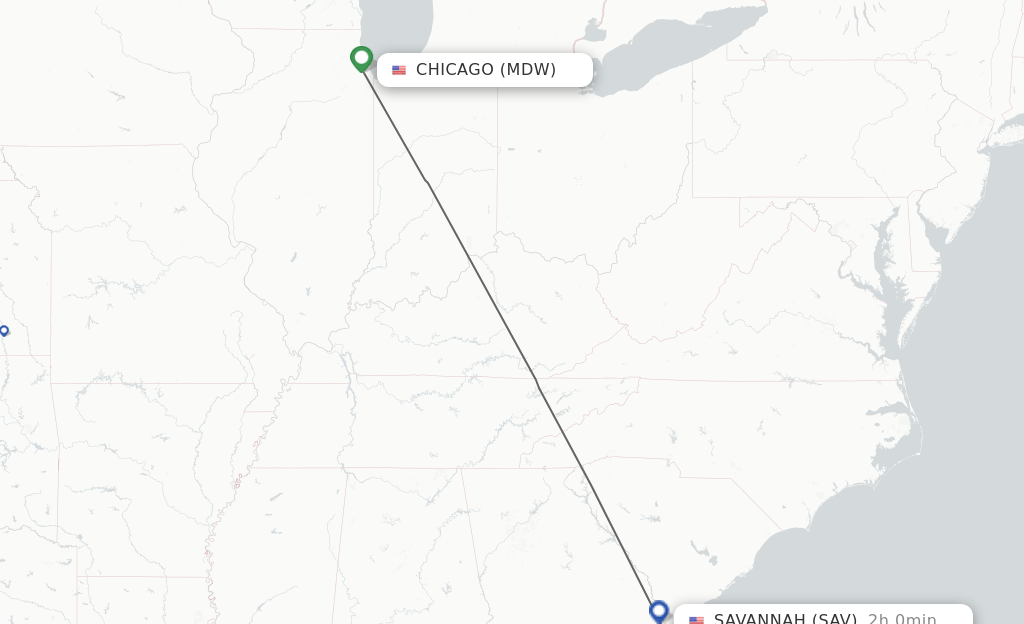 Direct (nonstop) flights from Chicago to Savannah schedules
