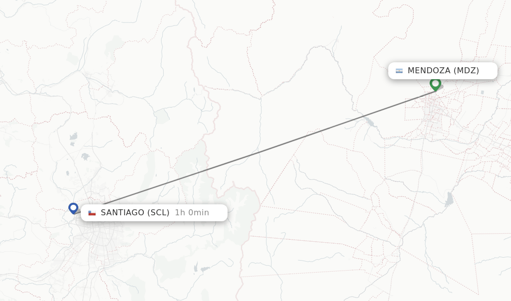 Direct (nonstop) flights from Mendoza to Santiago schedules