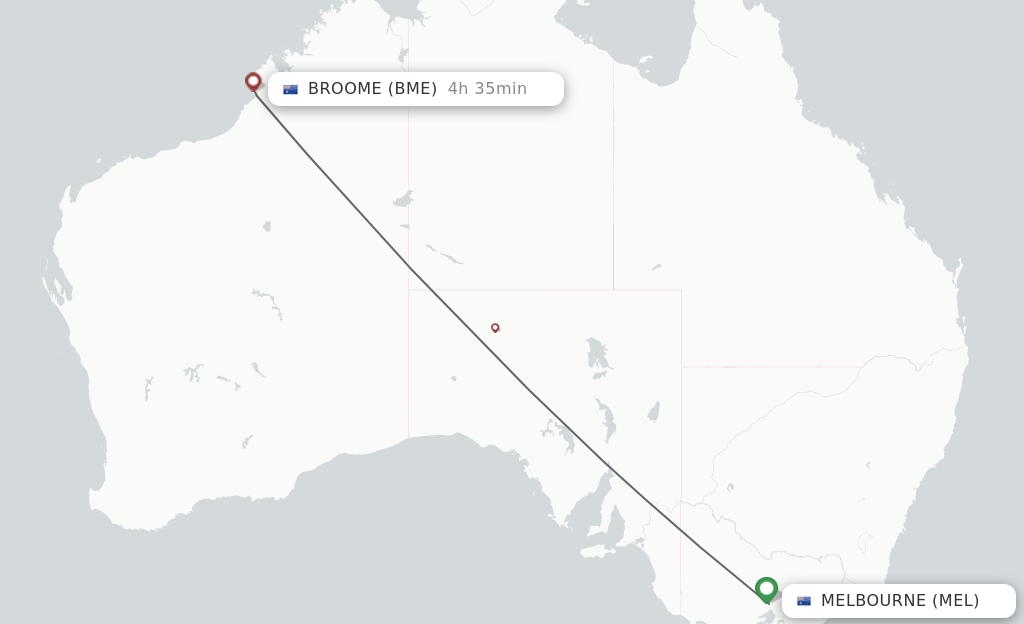 Direct (nonstop) flights from Melbourne to Broome schedules