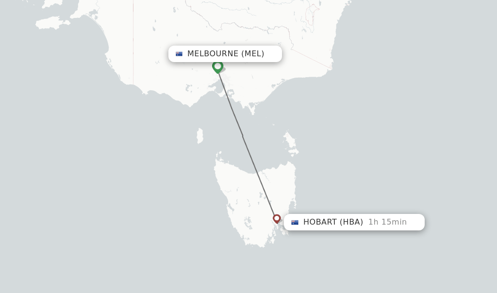 Direct (nonstop) flights from Melbourne to Hobart schedules