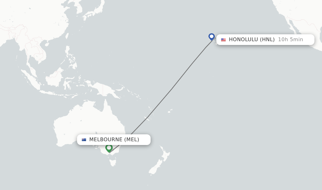 Direct (nonstop) flights from Melbourne to Honolulu schedules