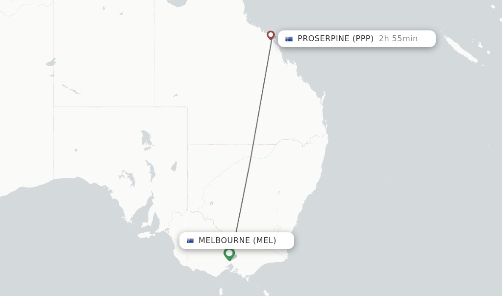 Direct (nonstop) flights from Melbourne to Proserpine schedules