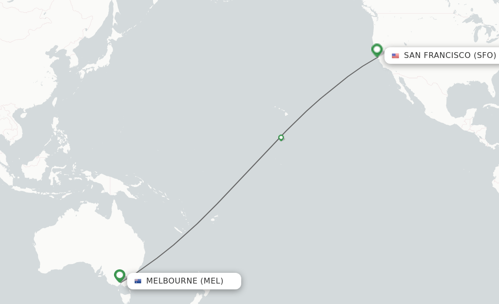 Direct (nonstop) flights from Melbourne to San Francisco schedules