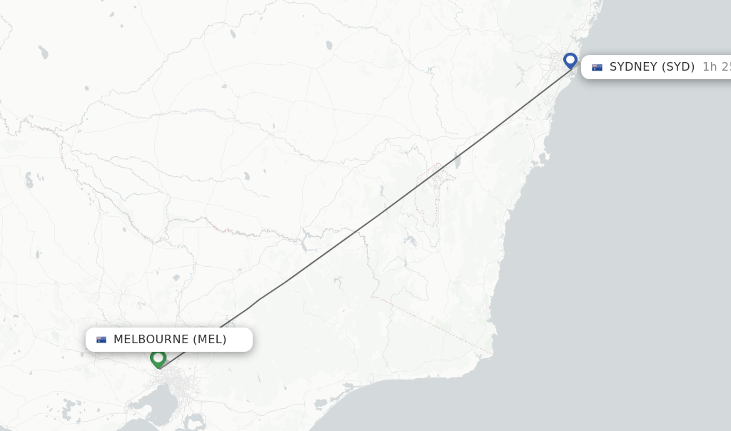 Direct (nonstop) flights from Melbourne to Sydney schedules