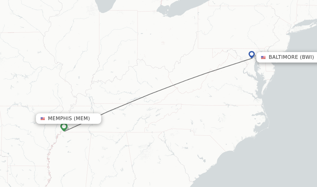 Direct (nonstop) flights from Memphis to Baltimore schedules
