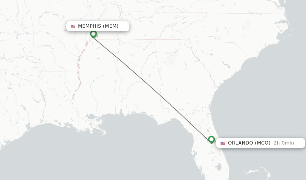Direct (nonstop) flights from Memphis to Orlando schedules