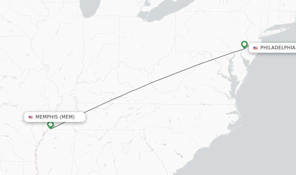 Direct (nonstop) flights from Memphis to Philadelphia schedules