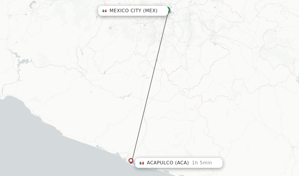 Direct (nonstop) flights from Mexico City to Acapulco schedules