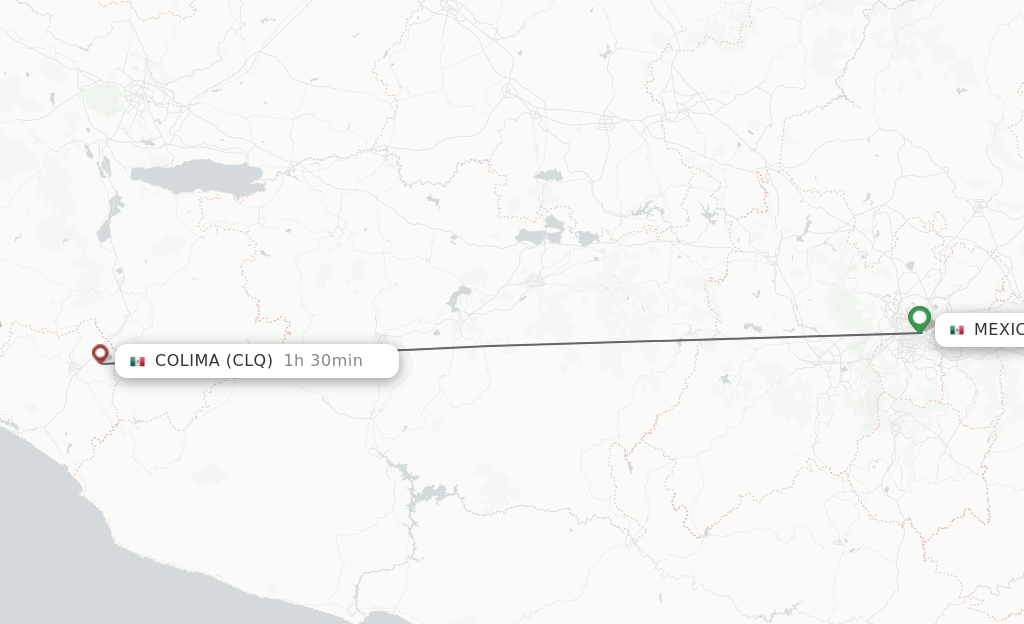 Direct (nonstop) flights from Mexico City to Colima schedules