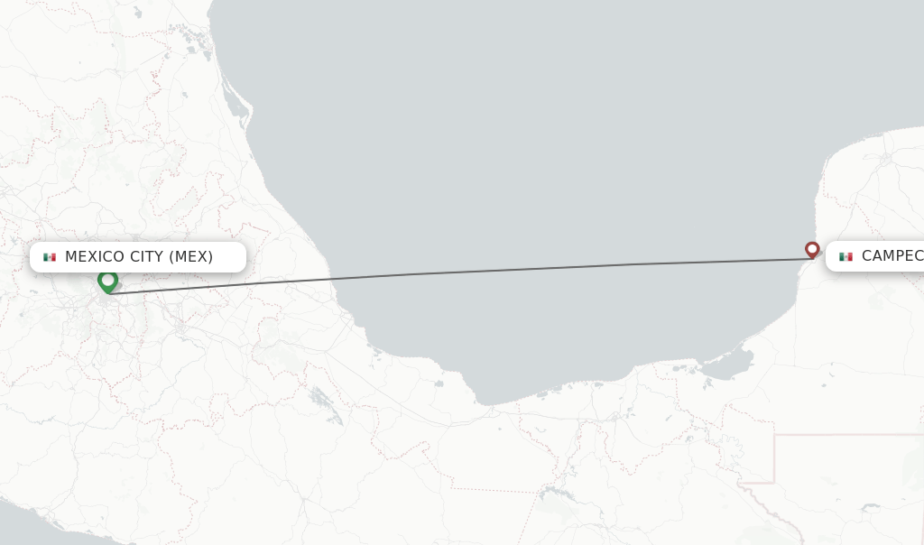 Direct (nonstop) flights from Mexico City to Campeche schedules