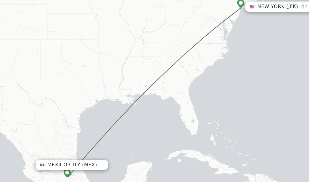 Direct (nonstop) flights from Mexico City to New York schedules