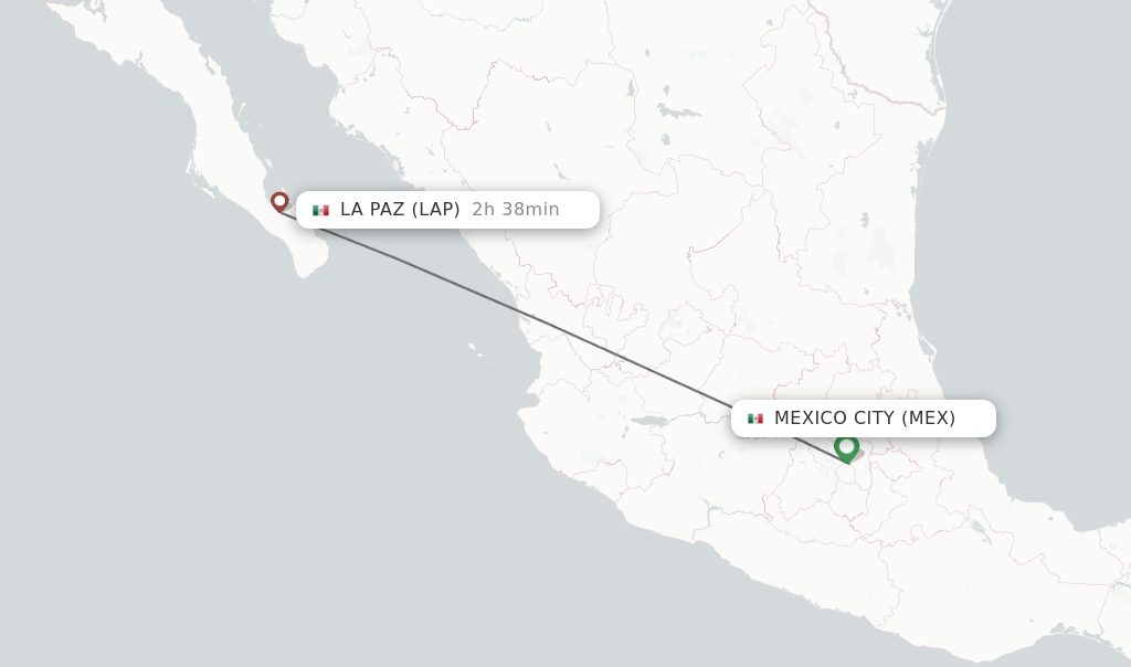Direct (nonstop) flights from Mexico City to La Paz schedules